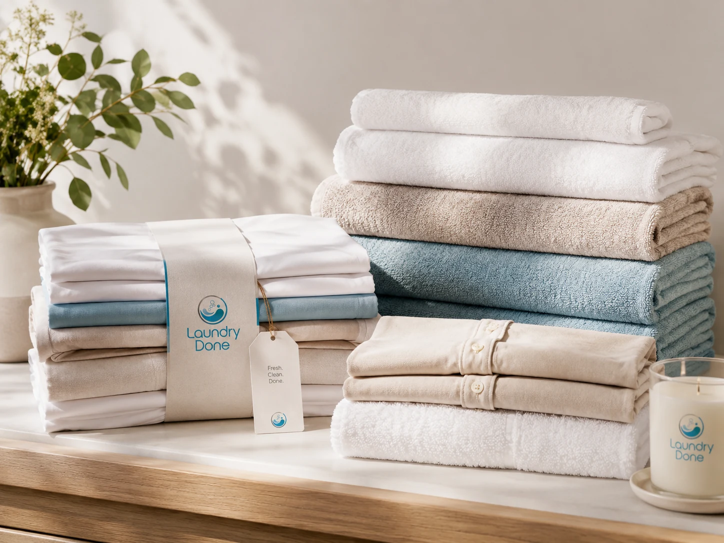 Laundry Done Folded Linens Display
